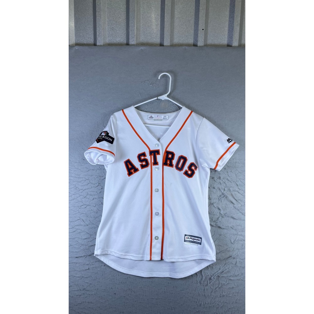 Majestic Baseball Jersey Men M White Good 2017 Postseason George Springer 4